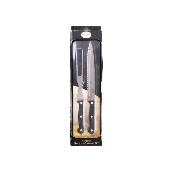 Crofton By GINSU 2 Piece Bakelite Carving Set Adult's Knife & Fork New Kitchen - Picture 1 of 7